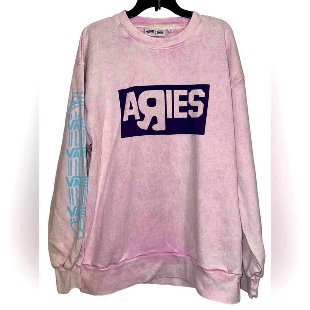 Vans Vault X Aries Pink Pullover Crew Neck Sweatshirt Size XL Oversized USA Made